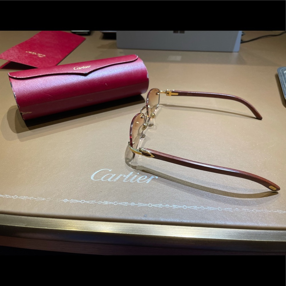 Vintage Cartier Wood Rimless Sunglasses - Picture 10 of 15
